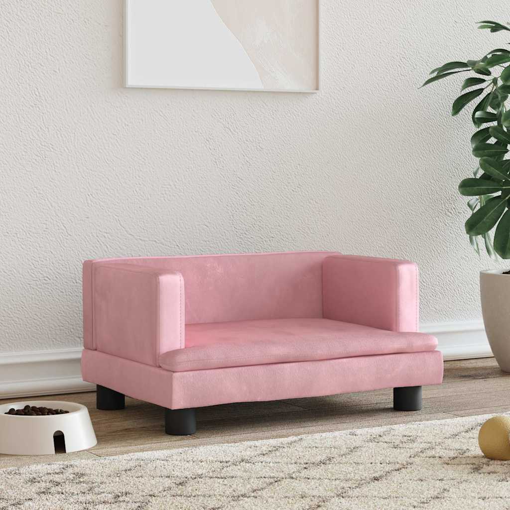 vidaXL Cama para perros de terciopelo rosa 60x40x30 cm