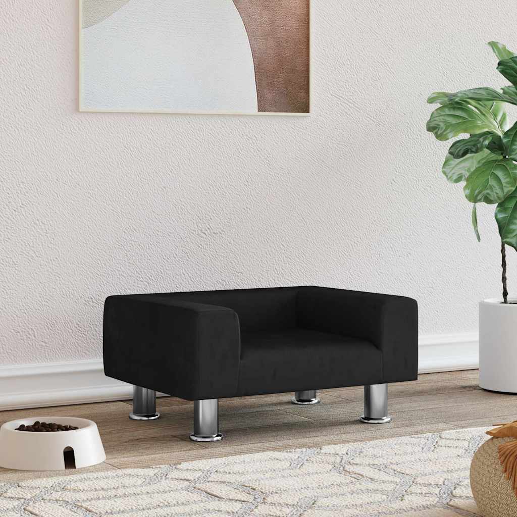 vidaXL Cama para perros de terciopelo negra 50x40x26,5 cm