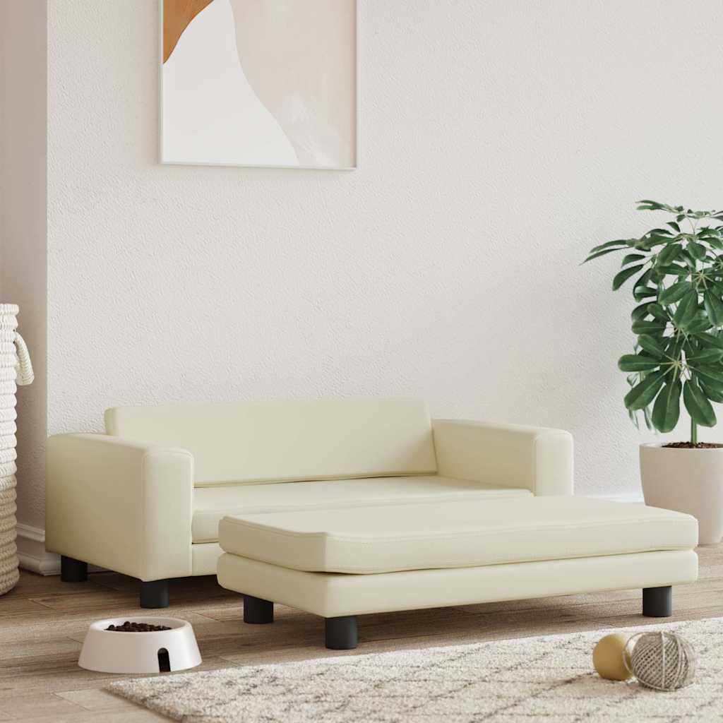 vidaXL Cama de perros con extensión cuero sintético crema 100x50x30 cm
