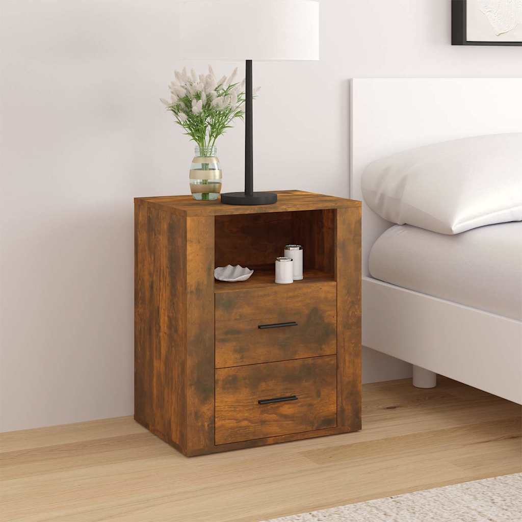 vidaXL Mesita de noche madera contrachapada roble ahumado 50x36x60 cm