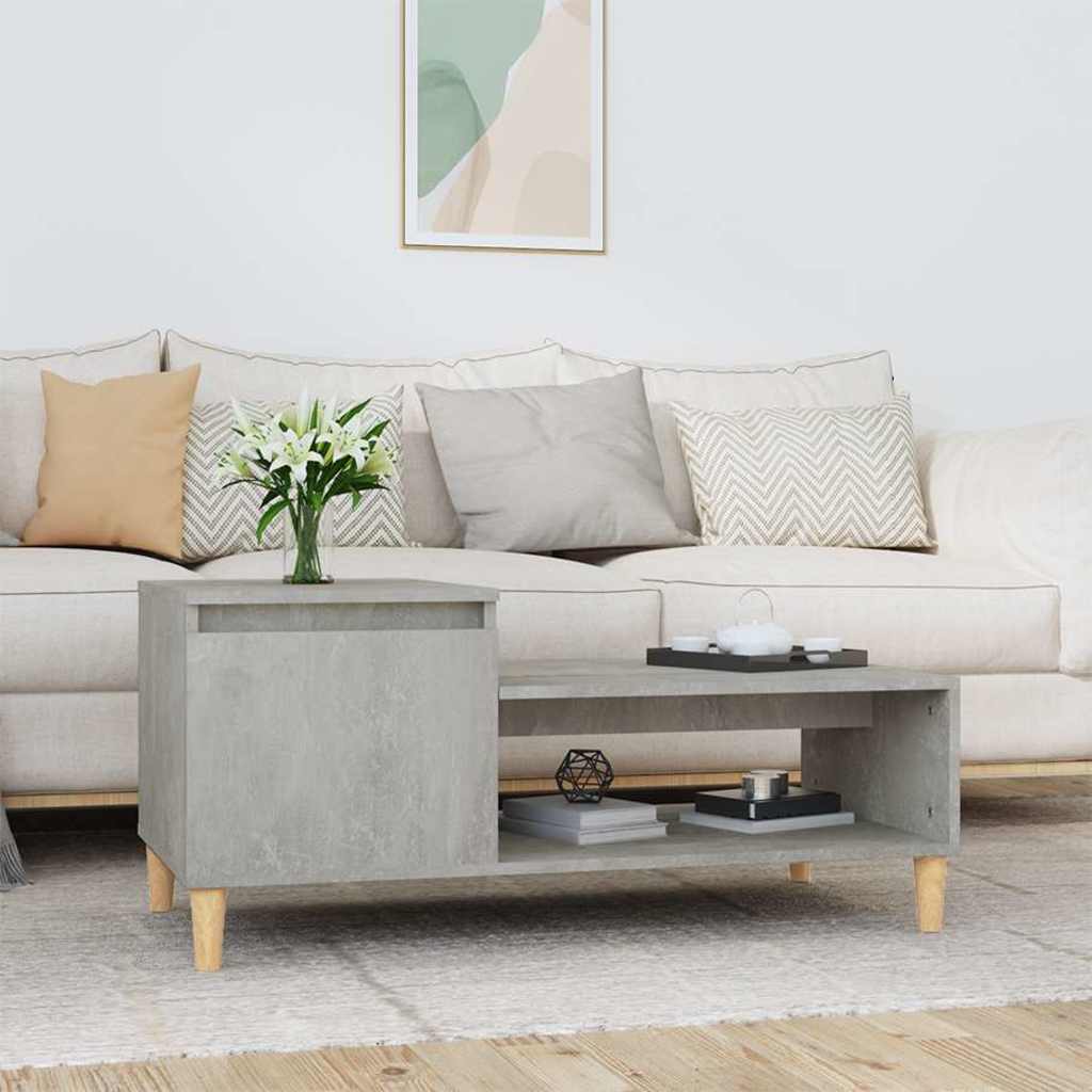vidaXL Mesa de centro madera contrachapada gris hormigón 100x50x45 cm