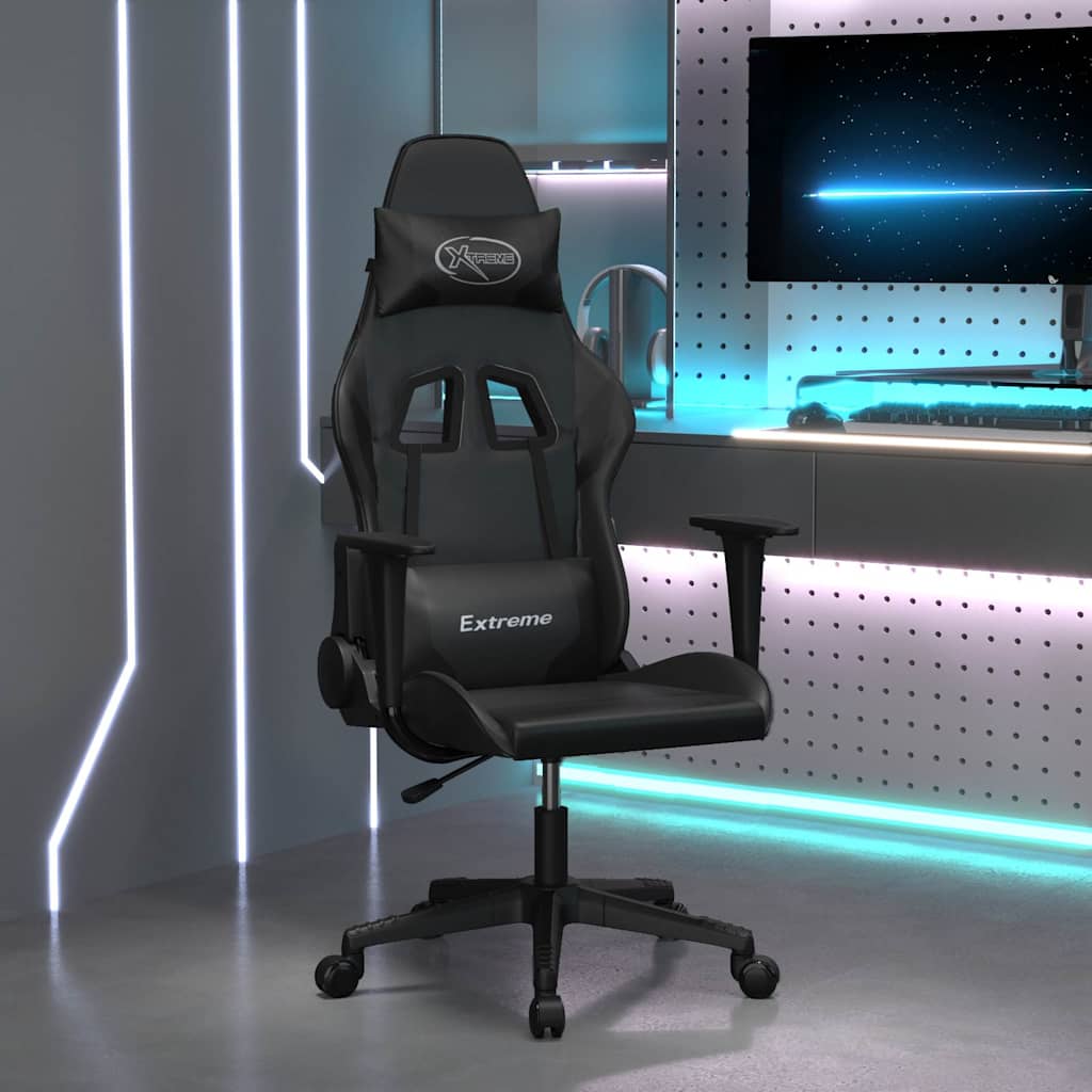 vidaXL Silla gaming cuero sintético negro