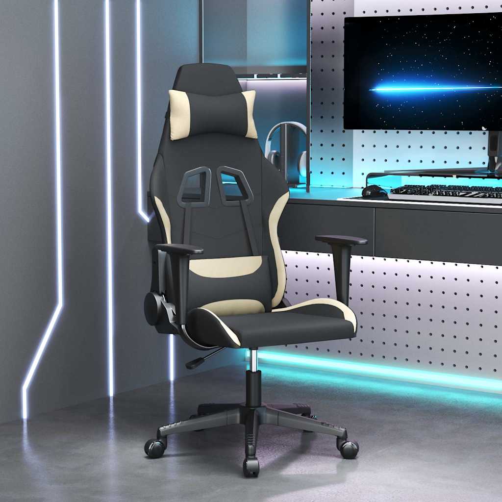 vidaXL Silla gaming tela crema y negro