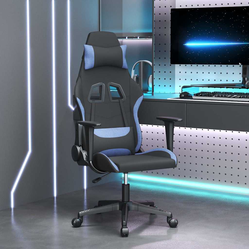 vidaXL Silla gaming tela negro y azul