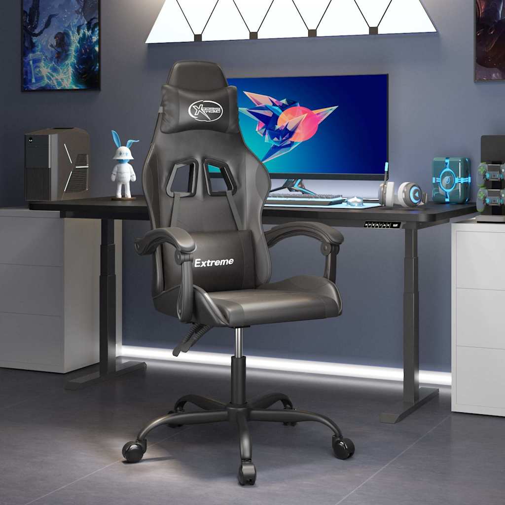vidaXL Silla gaming cuero sintético negro