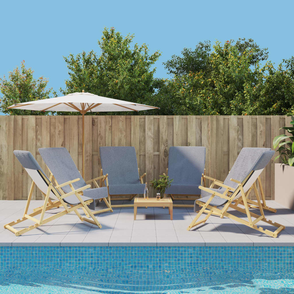 vidaXL Toallas de playa 6 uds tela gris 400 g/m² 60x135 cm