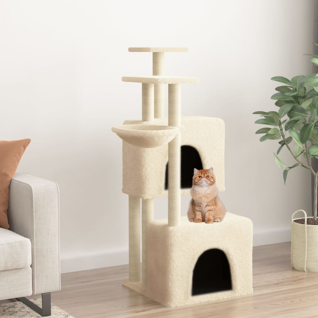 vidaXL Rascador para gatos con postes de sisal color crema 122 cm
