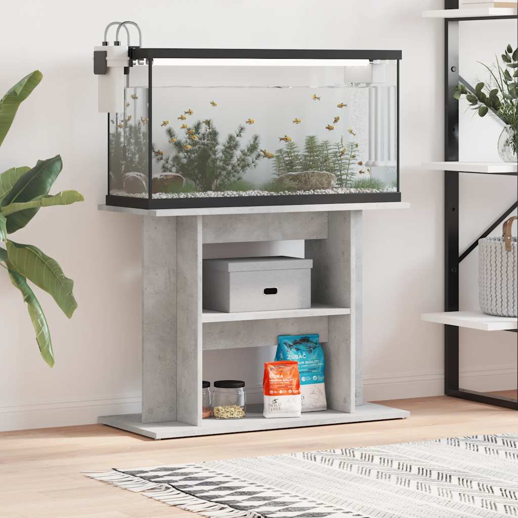 vidaXL Soporte para acuario de hormigón gris 80x35x60 cm de madera sintética