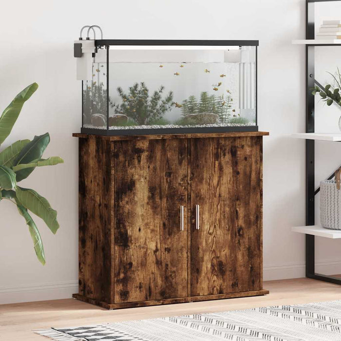 vidaXL Soporte de acuario madera ingeniería roble ahumado 81x36x73 cm