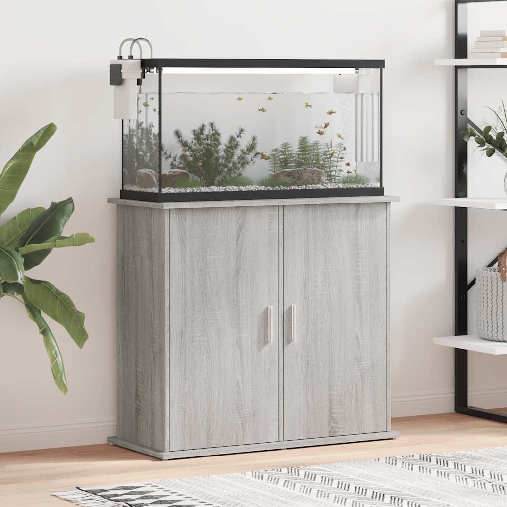 vidaXL Soporte para acuario madera ingeniería gris Sonoma 81x36x73 cm