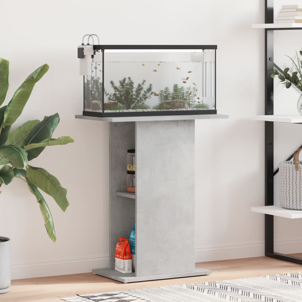 vidaXL Soporte para acuario de hormigón gris 60,5x36x72,5 cm de madera sintética
