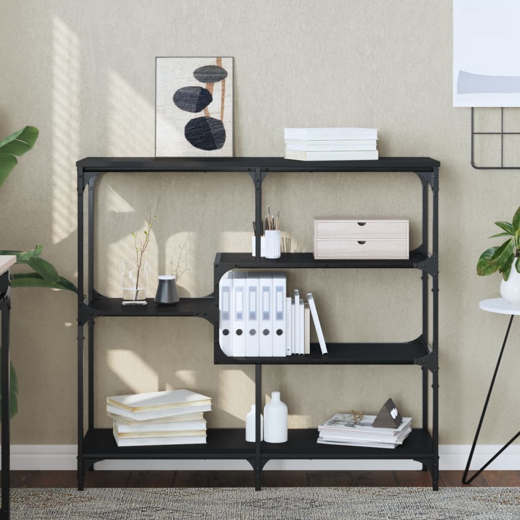 vidaXL Mesa consola madera contrachapada negro 103x32x95 cm