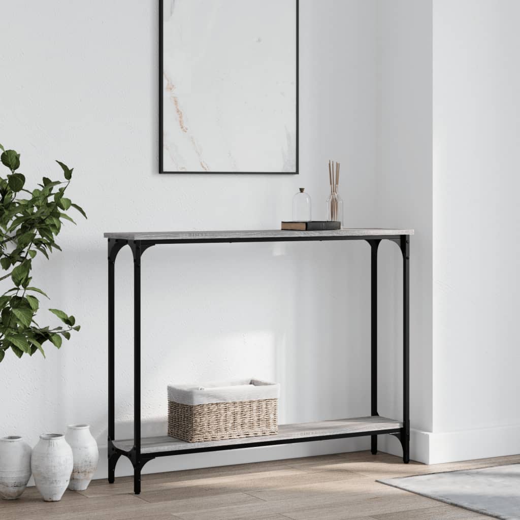 vidaXL Mesa consola madera de ingeniería gris Sonoma 100x22,5x75 cm