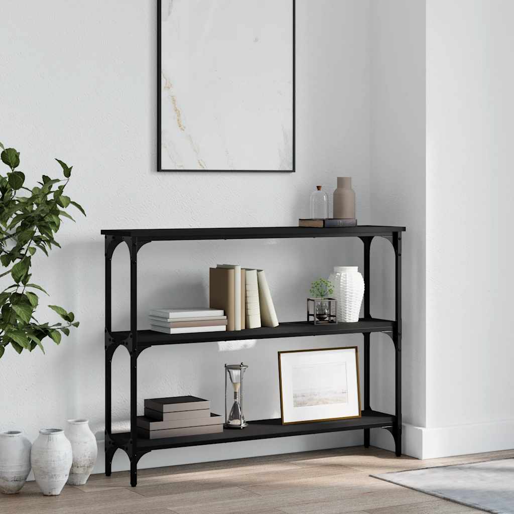 vidaXL Mesa consola madera de ingeniería negra 100x22,5x75 cm