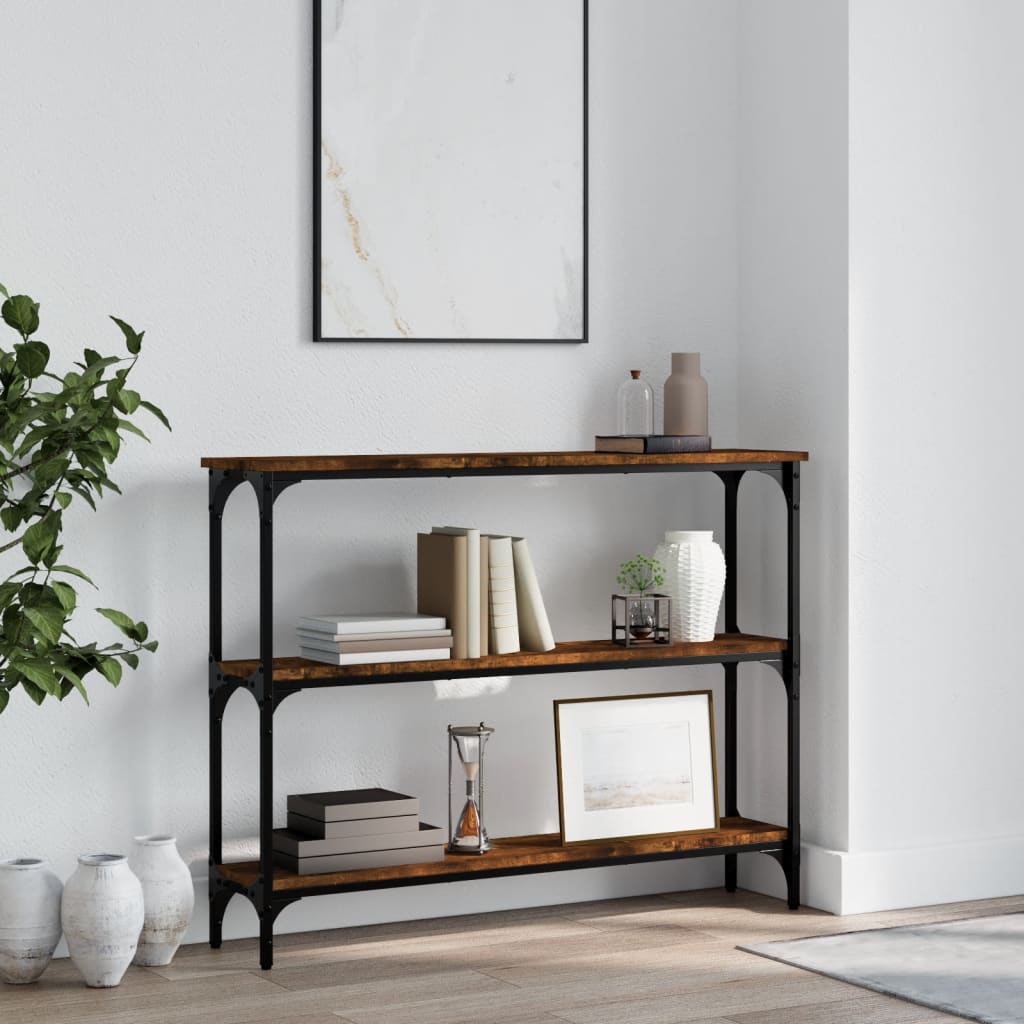 vidaXL Mesa consola madera de ingeniería roble ahumado 100x22,5x75 cm