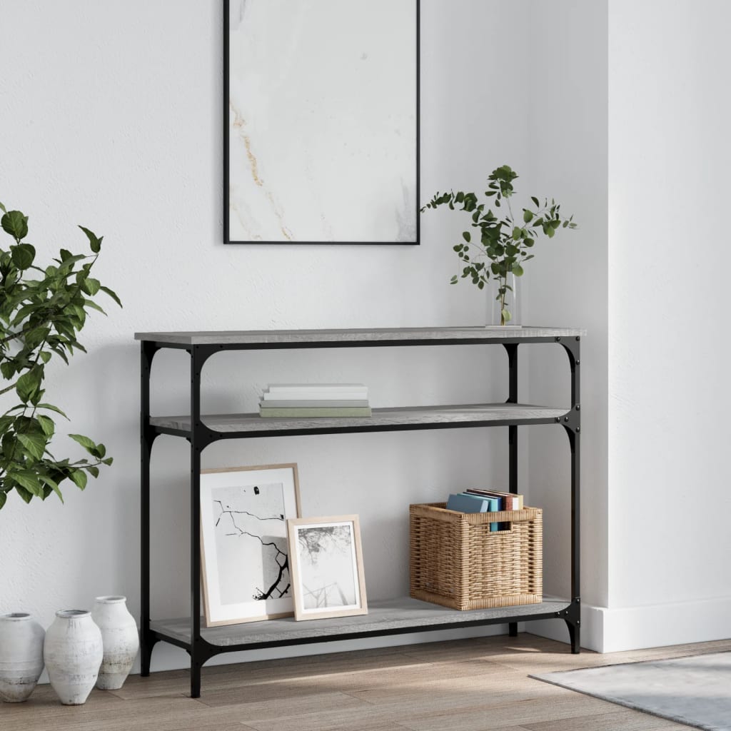 vidaXL Mesa consola madera de ingeniería gris Sonoma 100x29x75 cm