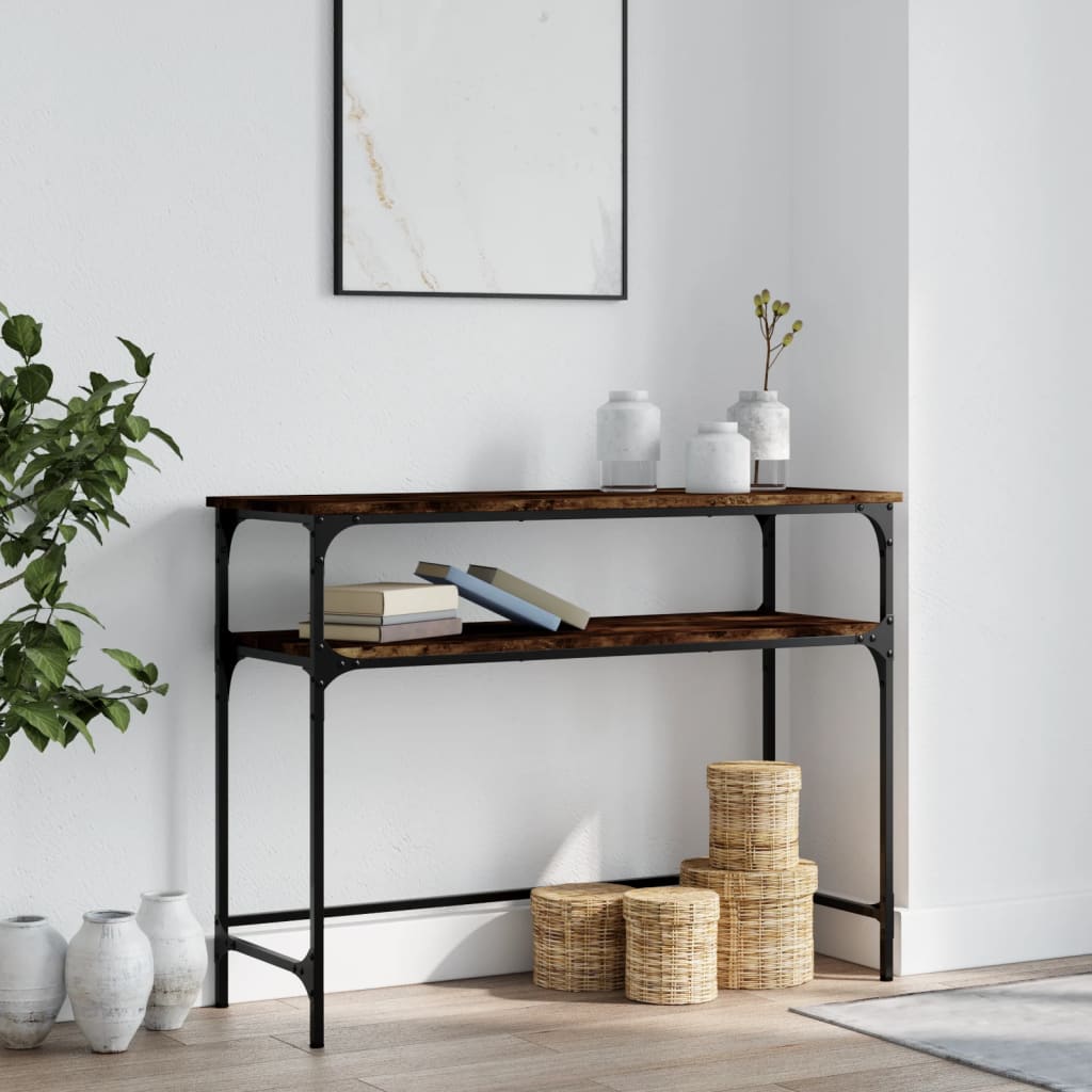 vidaXL Mesa consola madera de ingeniería roble ahumado 100x35,5x75 cm