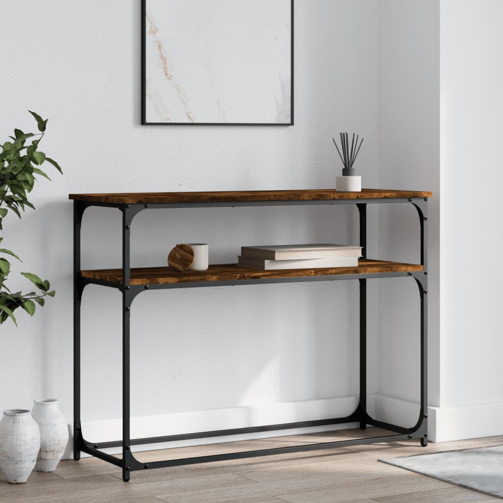 vidaXL Mesa consola madera de ingeniería roble ahumado 100x35,5x75 cm