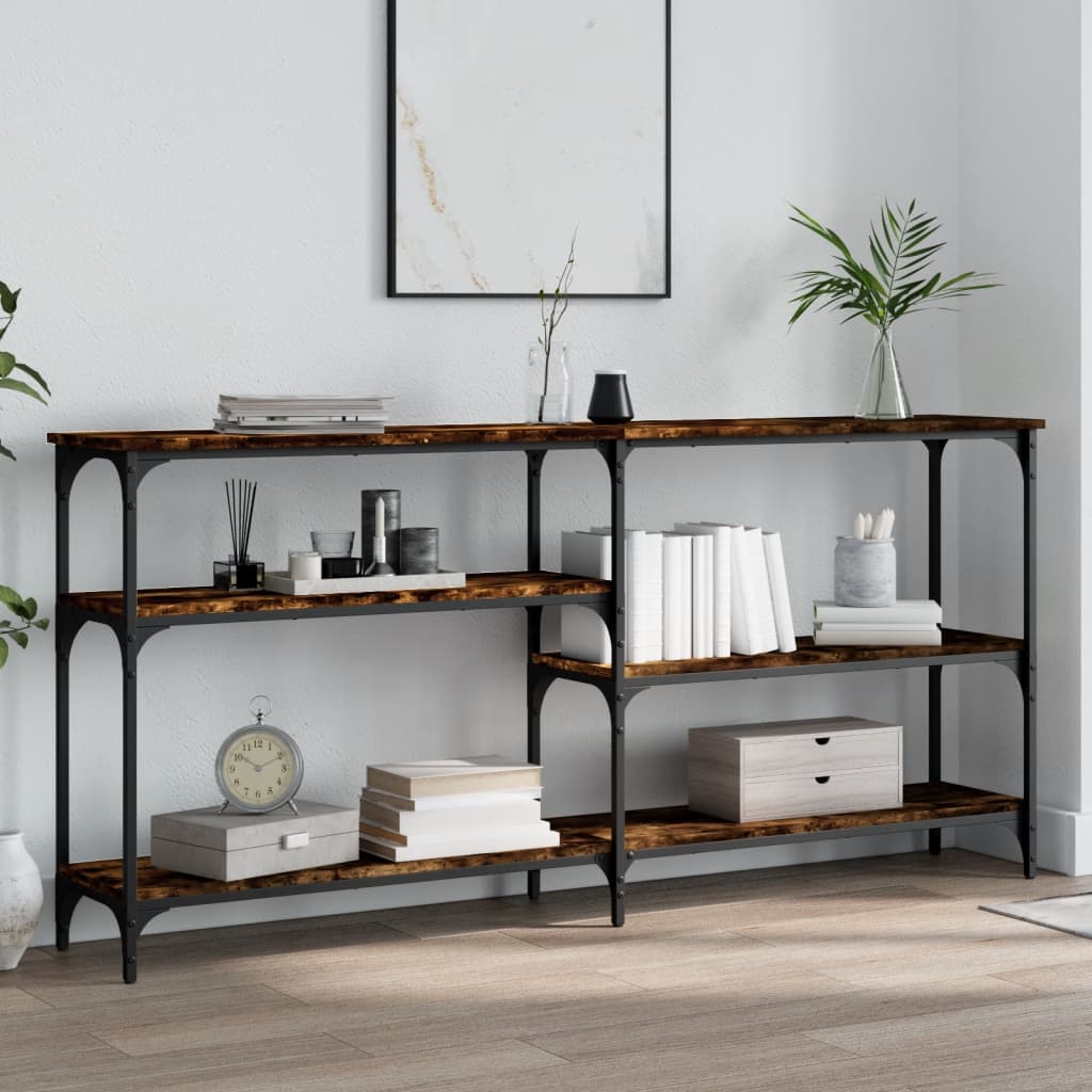 vidaXL Mesa consola madera de ingeniería roble ahumado 160x29x75 cm