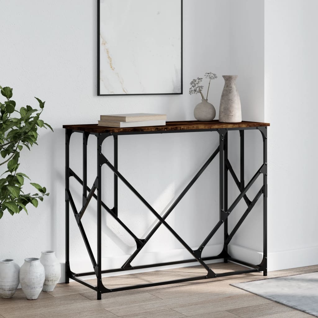 vidaXL Mesa consola madera de ingeniería roble ahumado 100x40x80 cm