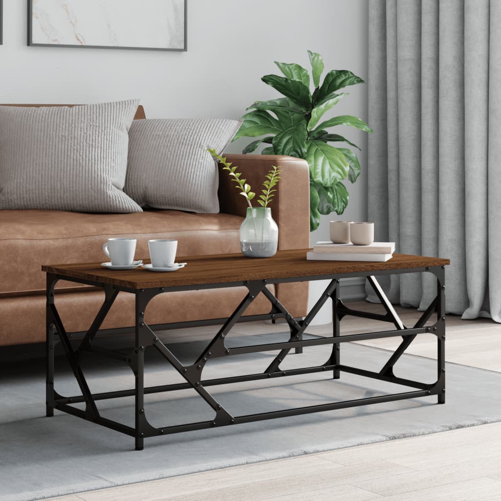 vidaXL Mesa de centro madera contrachapada roble marrón 100x50x40 cm