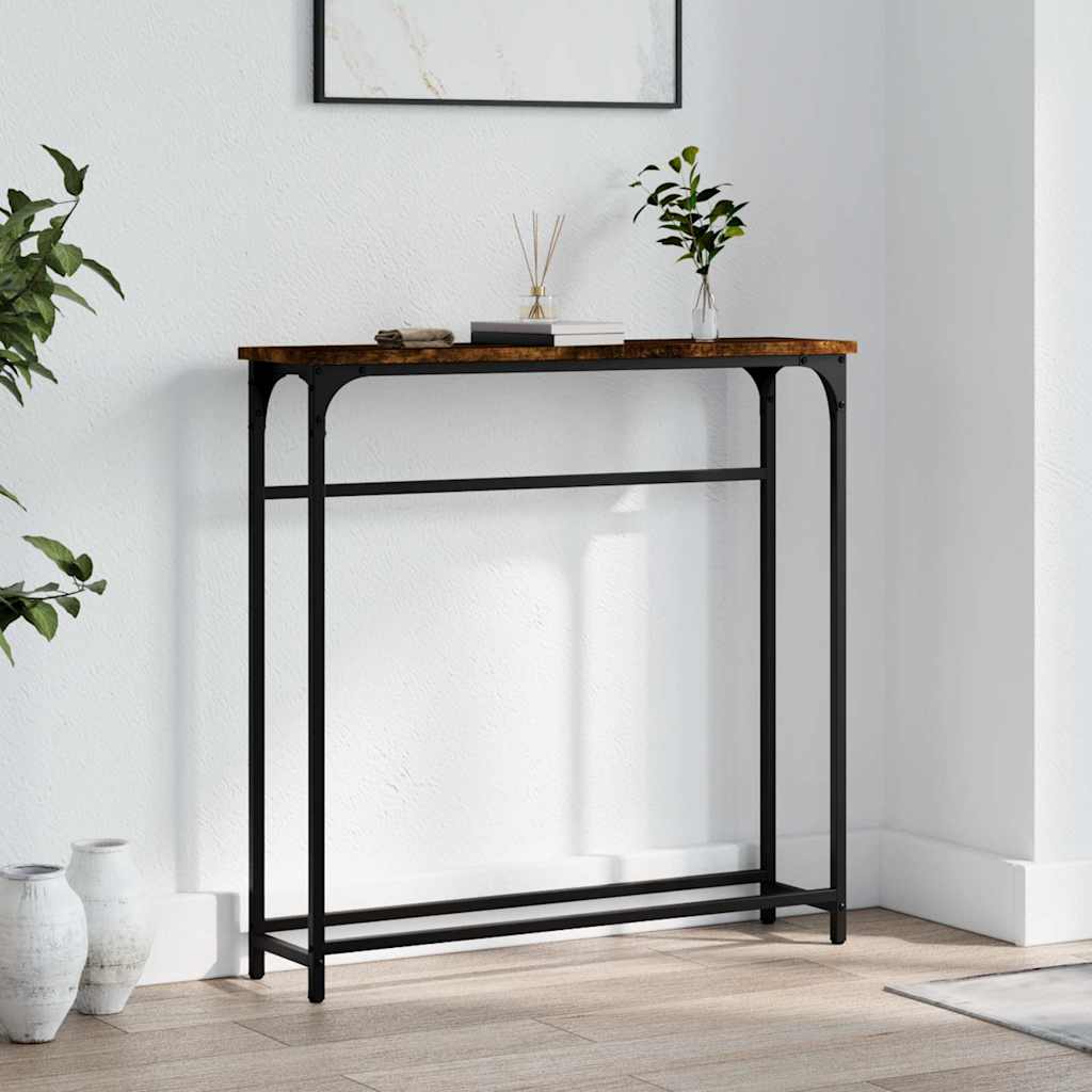 vidaXL Mesa consola madera de ingeniería roble ahumado 75x19,5x75 cm