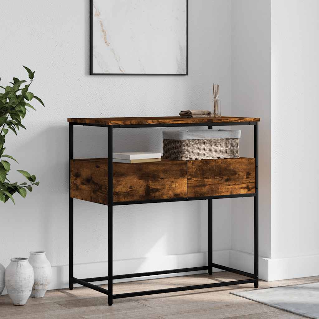 vidaXL Mesa consola madera de ingeniería roble ahumado 75x40x75 cm