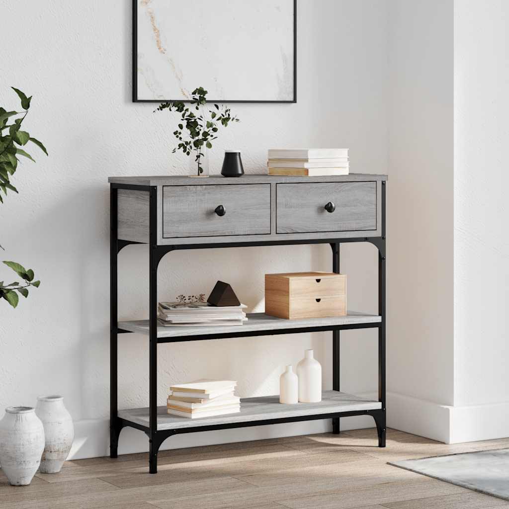 vidaXL Mesa consola madera de ingeniería gris Sonoma 72,5x25x75 cm