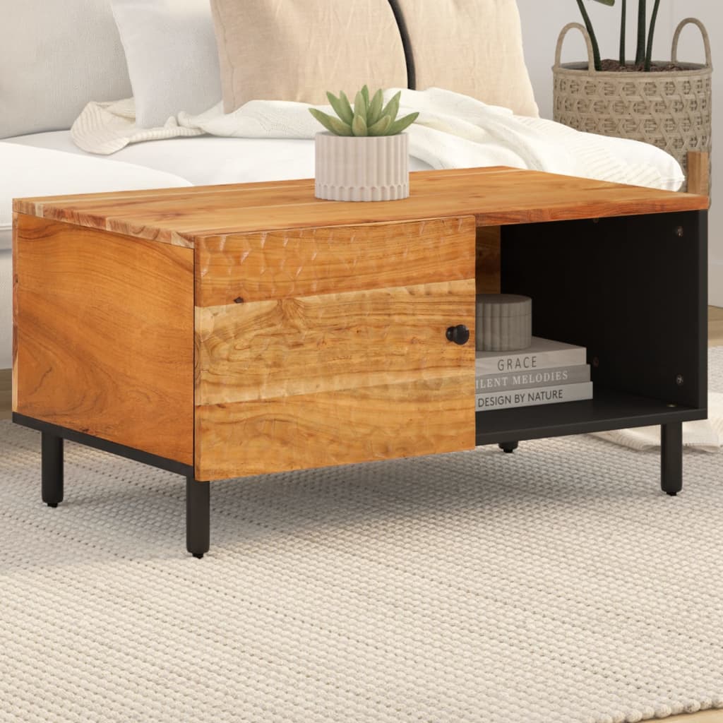 vidaXL Mesa de centro madera maciza de acacia 80x50x40 cm