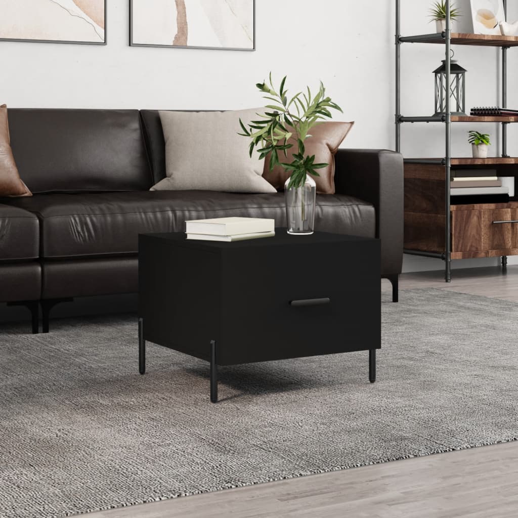 vidaXL Mesa de centro madera contrachapada negro 50x50x40 cm