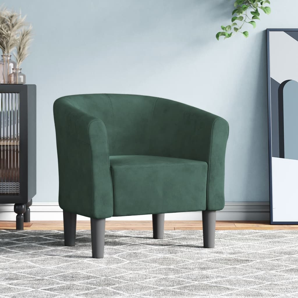 vidaXL Sillón de terciopelo verde oscuro