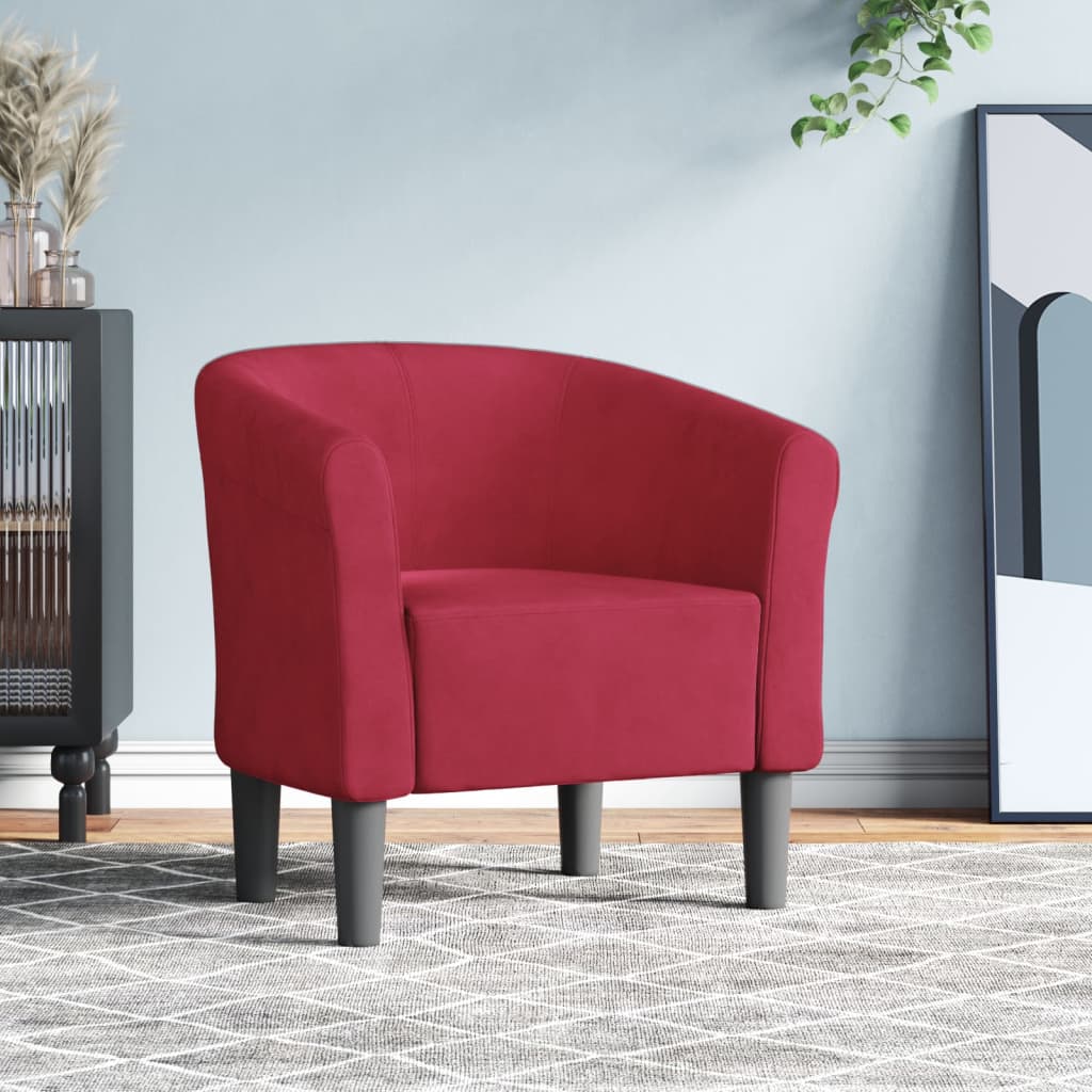 vidaXL Sillón de terciopelo rojo tinto