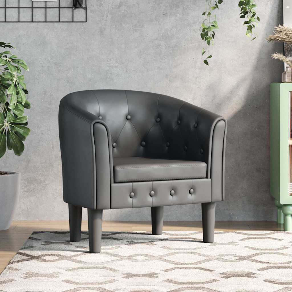 vidaXL Sillón cuero sintético gris