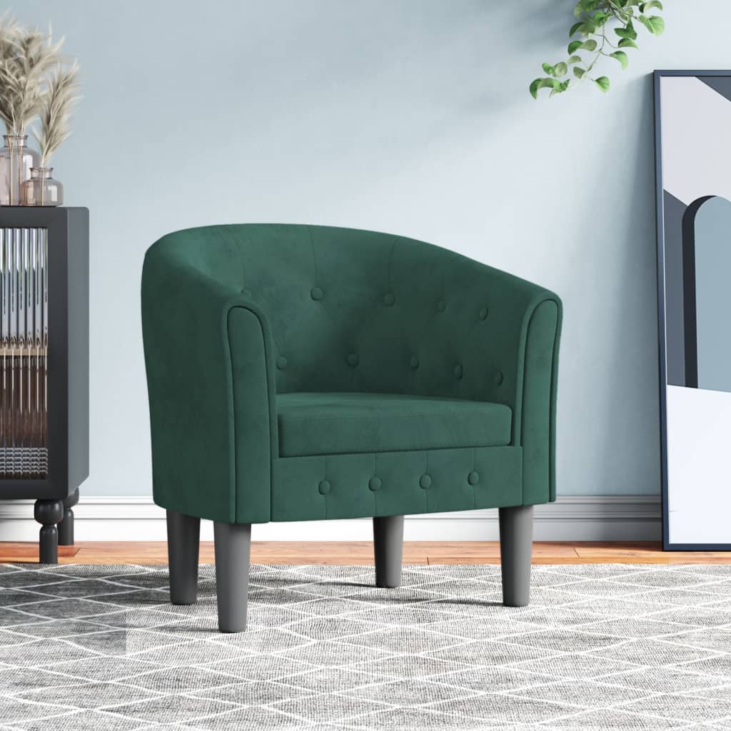 vidaXL Sillón de terciopelo verde oscuro