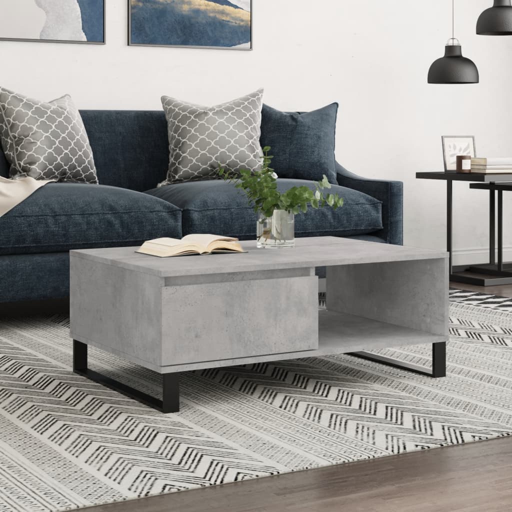 vidaXL Mesa de centro madera de ingeniería gris hormigón 90x60x35 cm