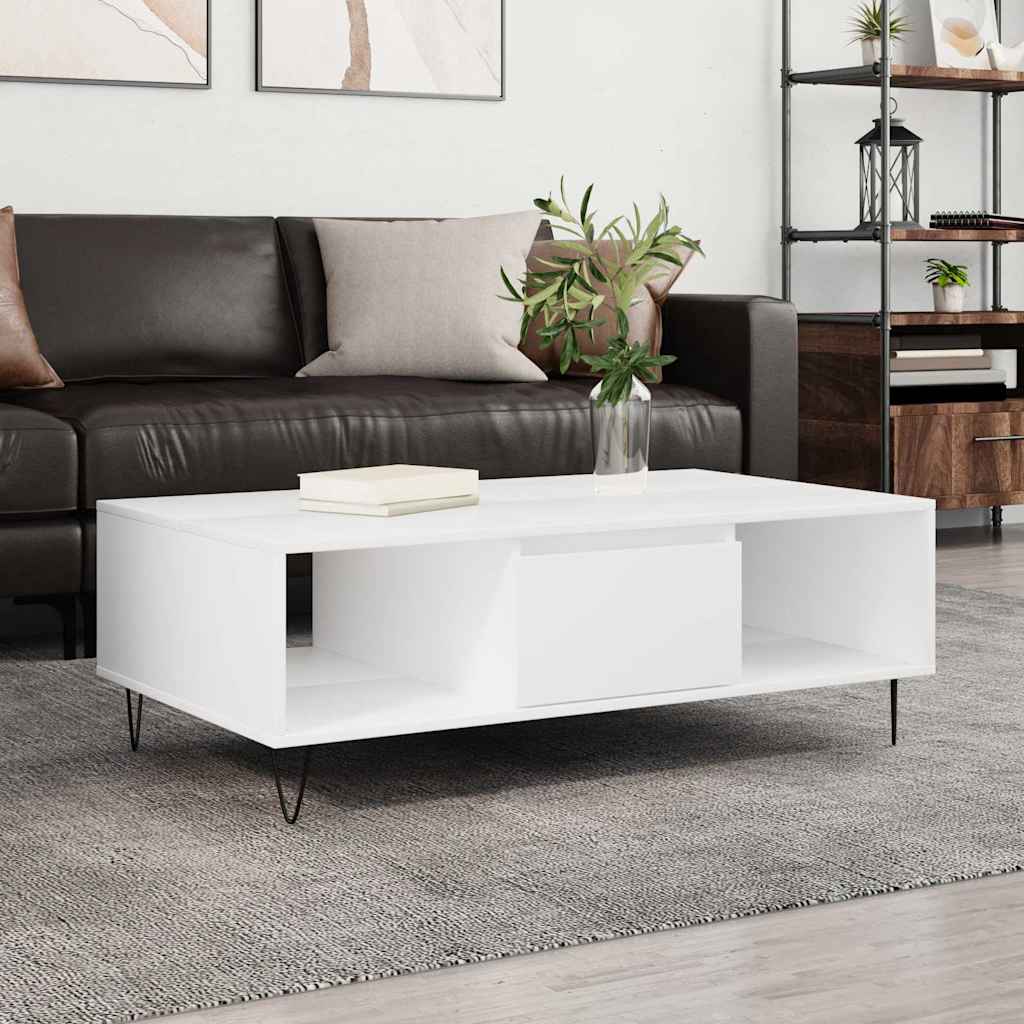 vidaXL Mesa de centro madera de ingeniería blanco 104x60x35 cm