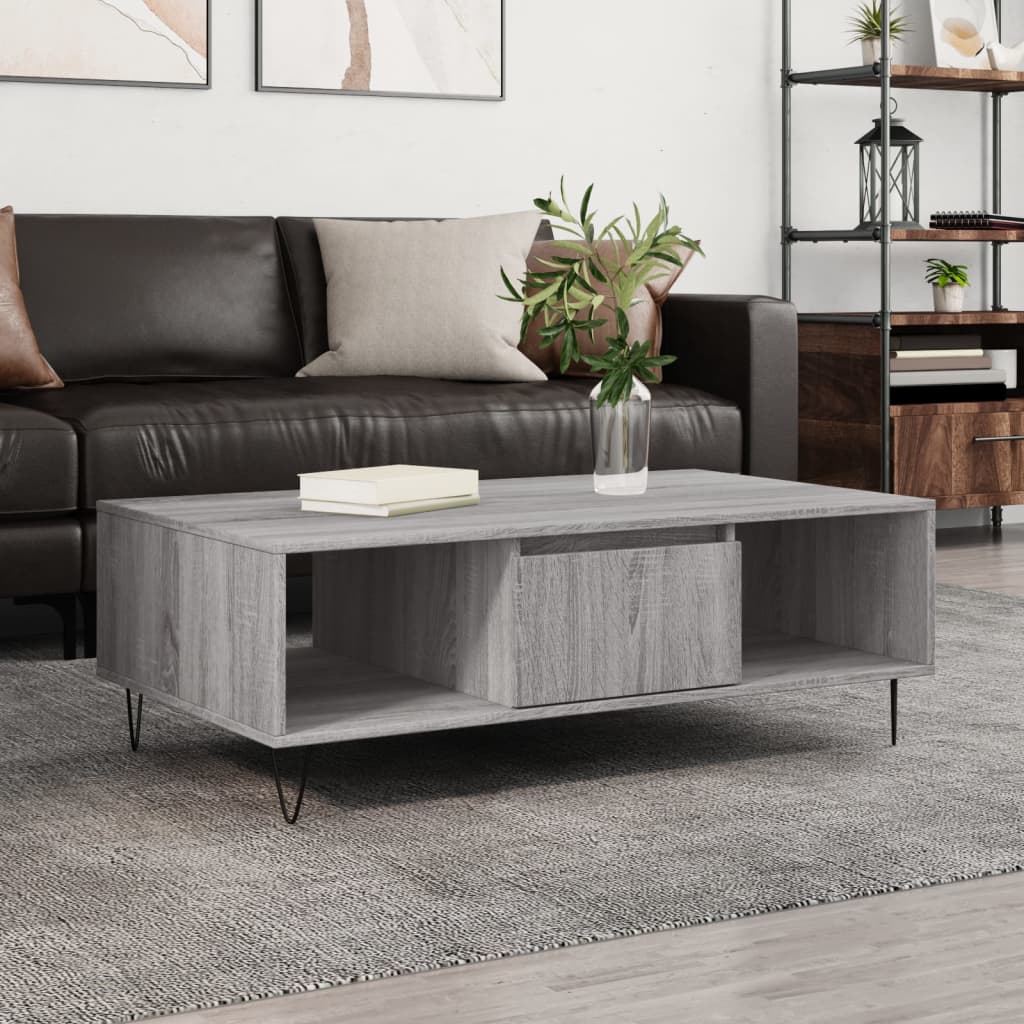 vidaXL Mesa de centro madera de ingeniería gris Sonoma 104x60x35 cm