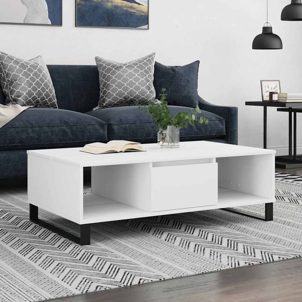 vidaXL Mesa de centro madera de ingeniería blanco 104x60x35 cm