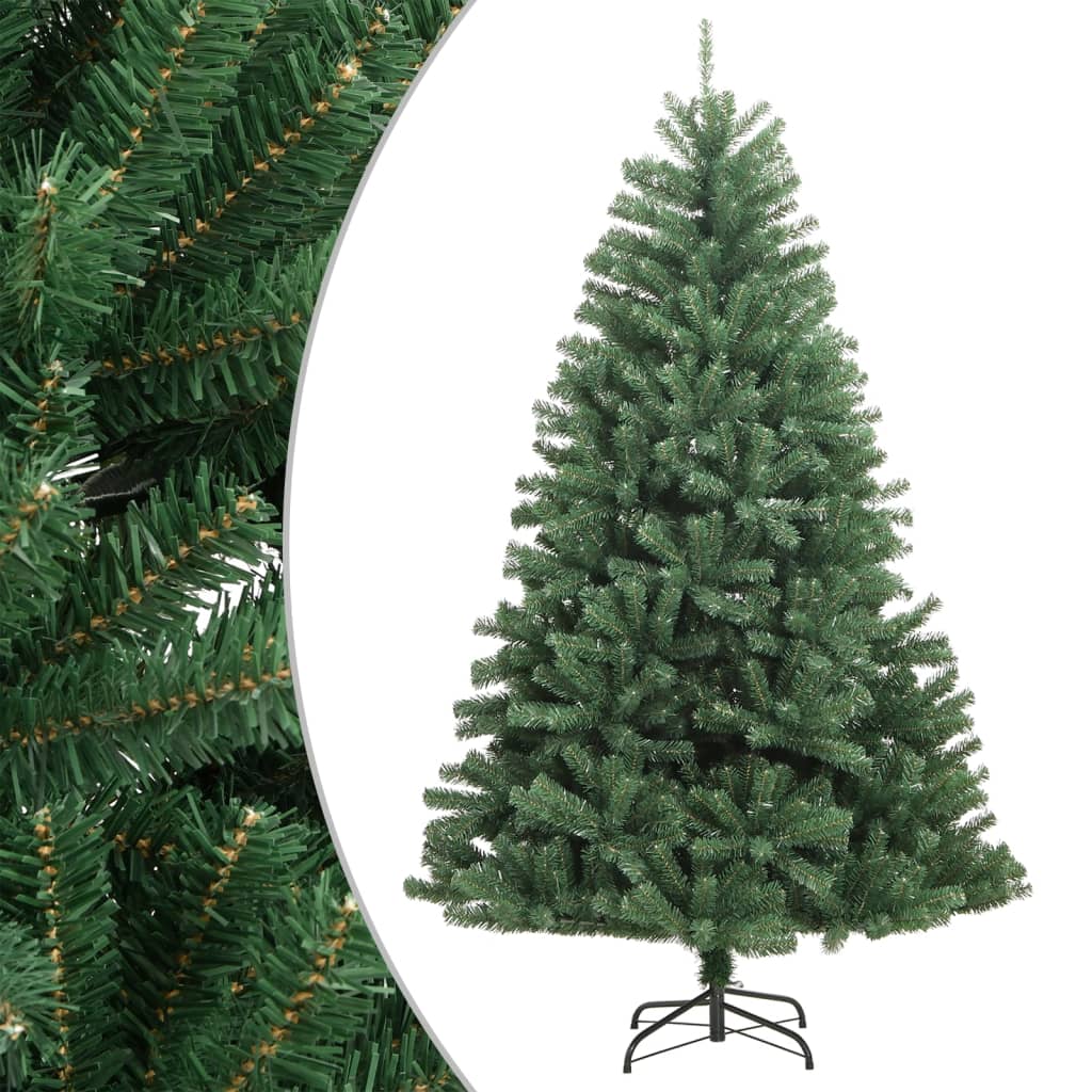vidaXL Árbol de Navidad artificial con bisagras y soporte verde 240 cm