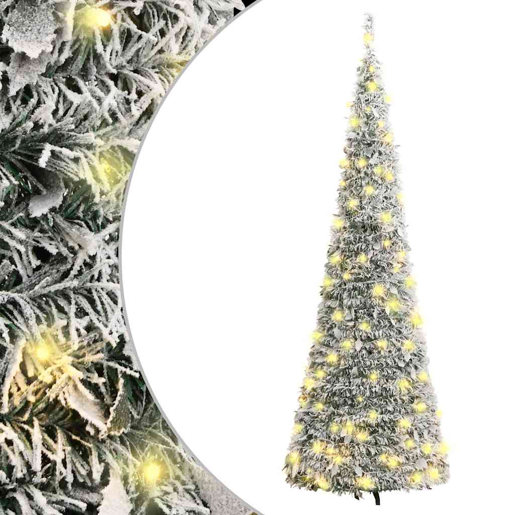 vidaXL Árbol de Navidad artificial desplegable con nieve 150 LED 180cm