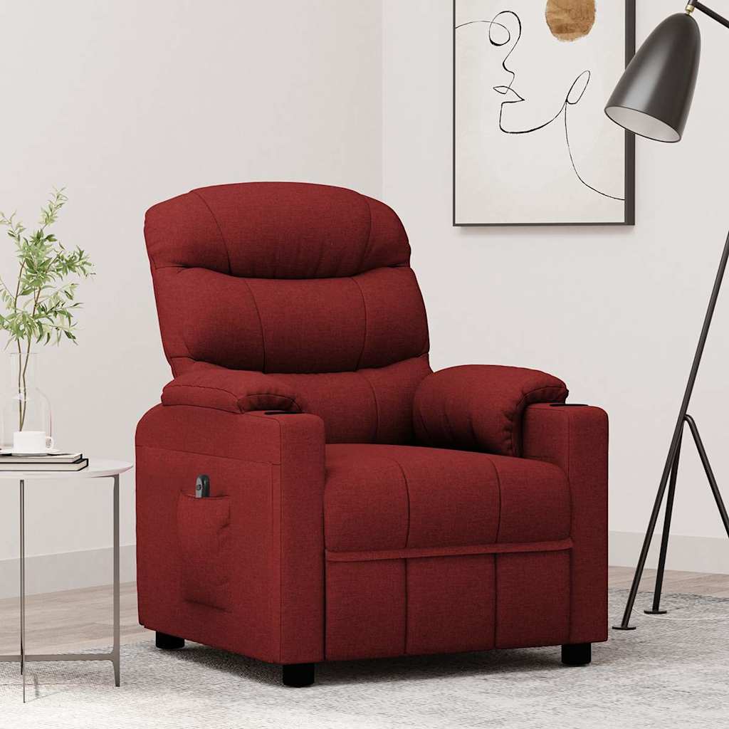 vidaXL Sillón reclinable eléctrico tela rojo tinto