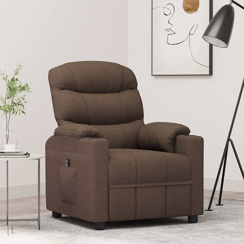 vidaXL Sillón reclinable eléctrico de tela marrón