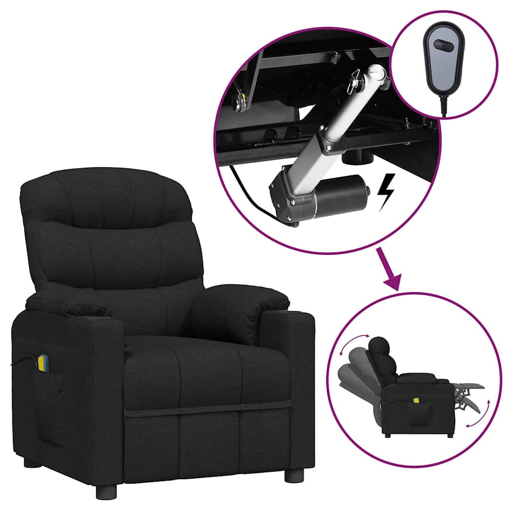 vidaXL Sillón de masaje eléctrico tela negro