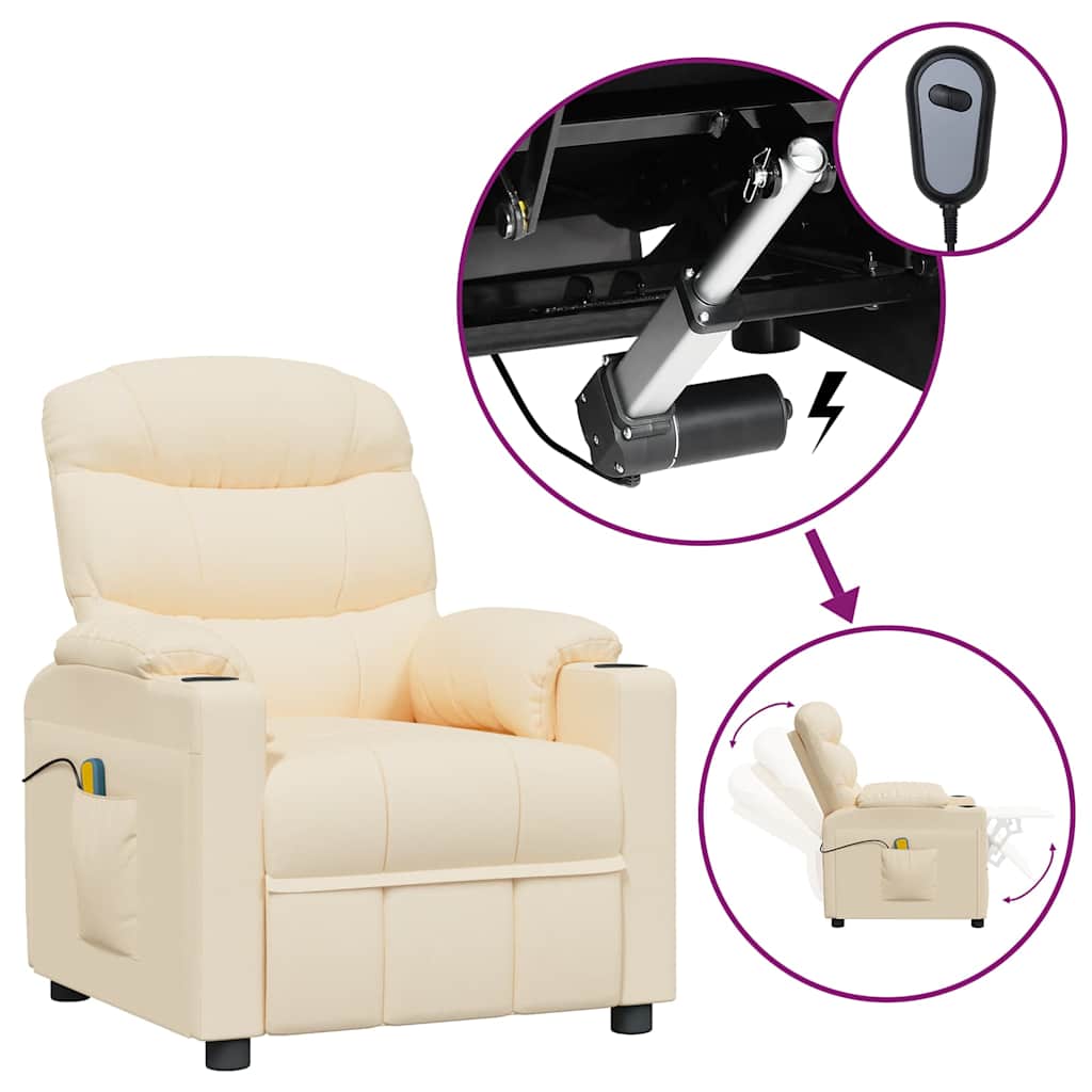 vidaXL Sillón de masaje eléctrico tela color crema