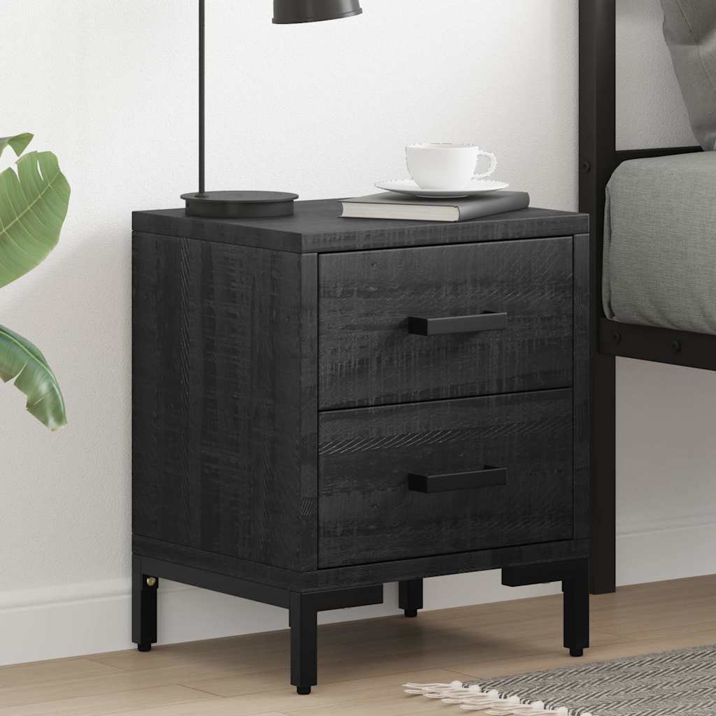 vidaXL Mesitas de noche 2 uds madera maciza de pino negro 36x30x45 cm