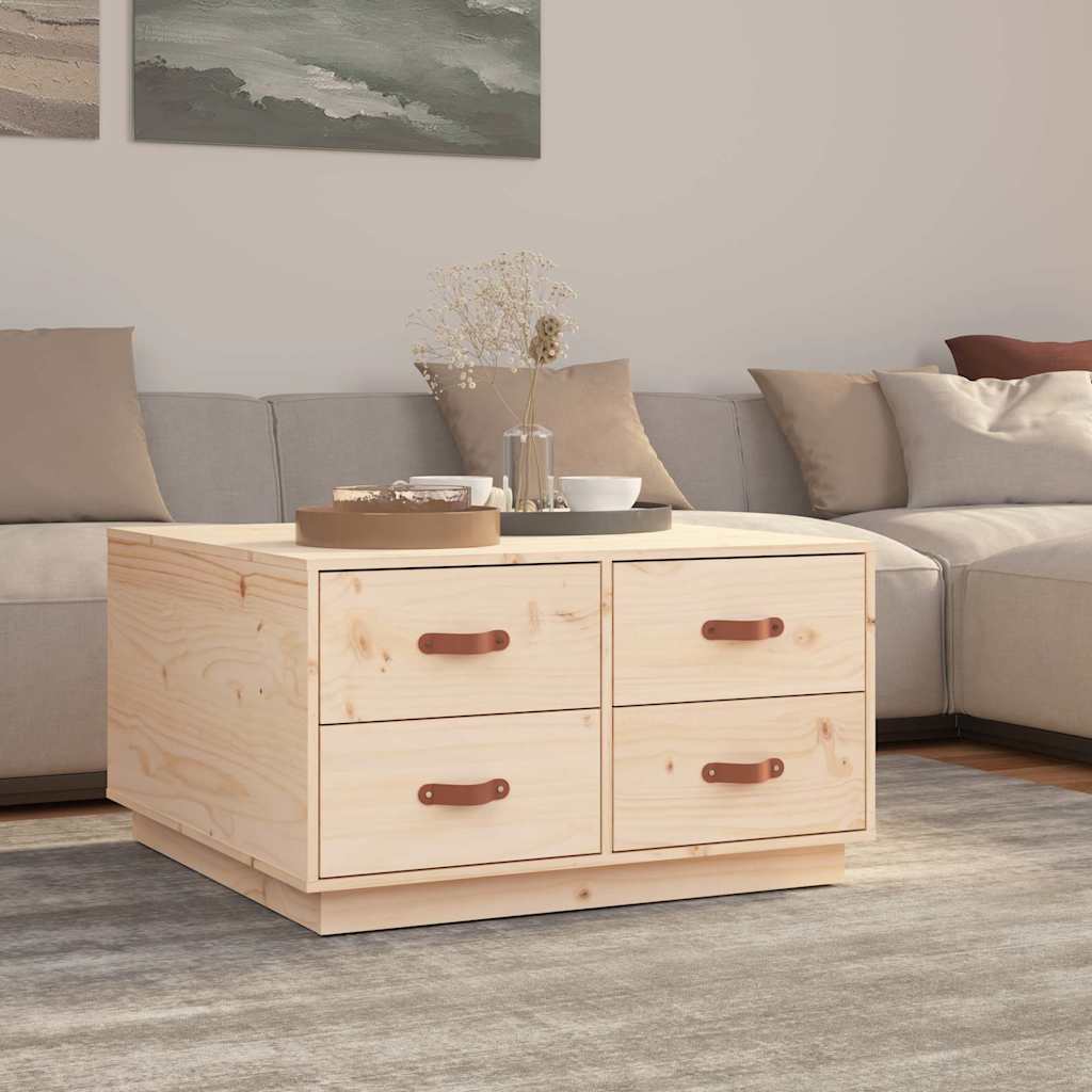 vidaXL Mesa de centro de madera maciza de pino 80x80x45 cm