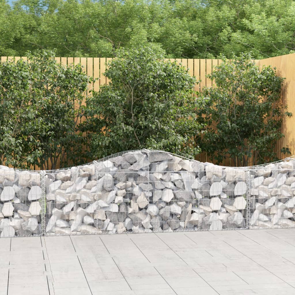 vidaXL Cestas de gaviones 7 uds forma de arco hierro 200x30x60/80 cm