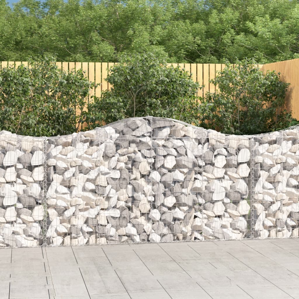 vidaXL Cestas de gaviones 7 uds forma de arco hierro 200x30x100/120 cm