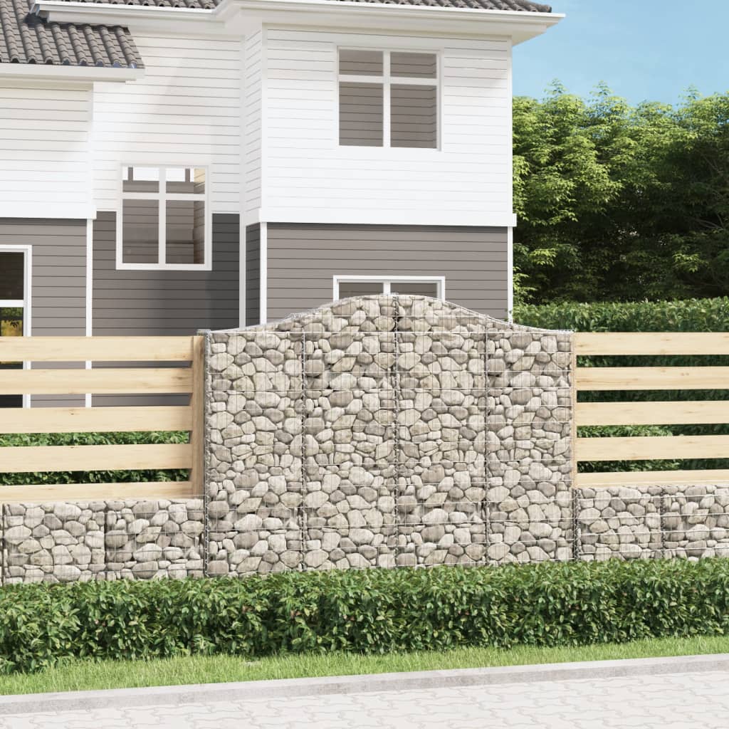 vidaXL Cestas gaviones 3 uds forma de arco hierro 200x30x160/180 cm