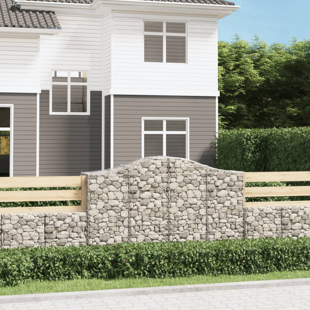 vidaXL Cestas de gaviones 3 uds forma de arco hierro 200x50x120/140 cm